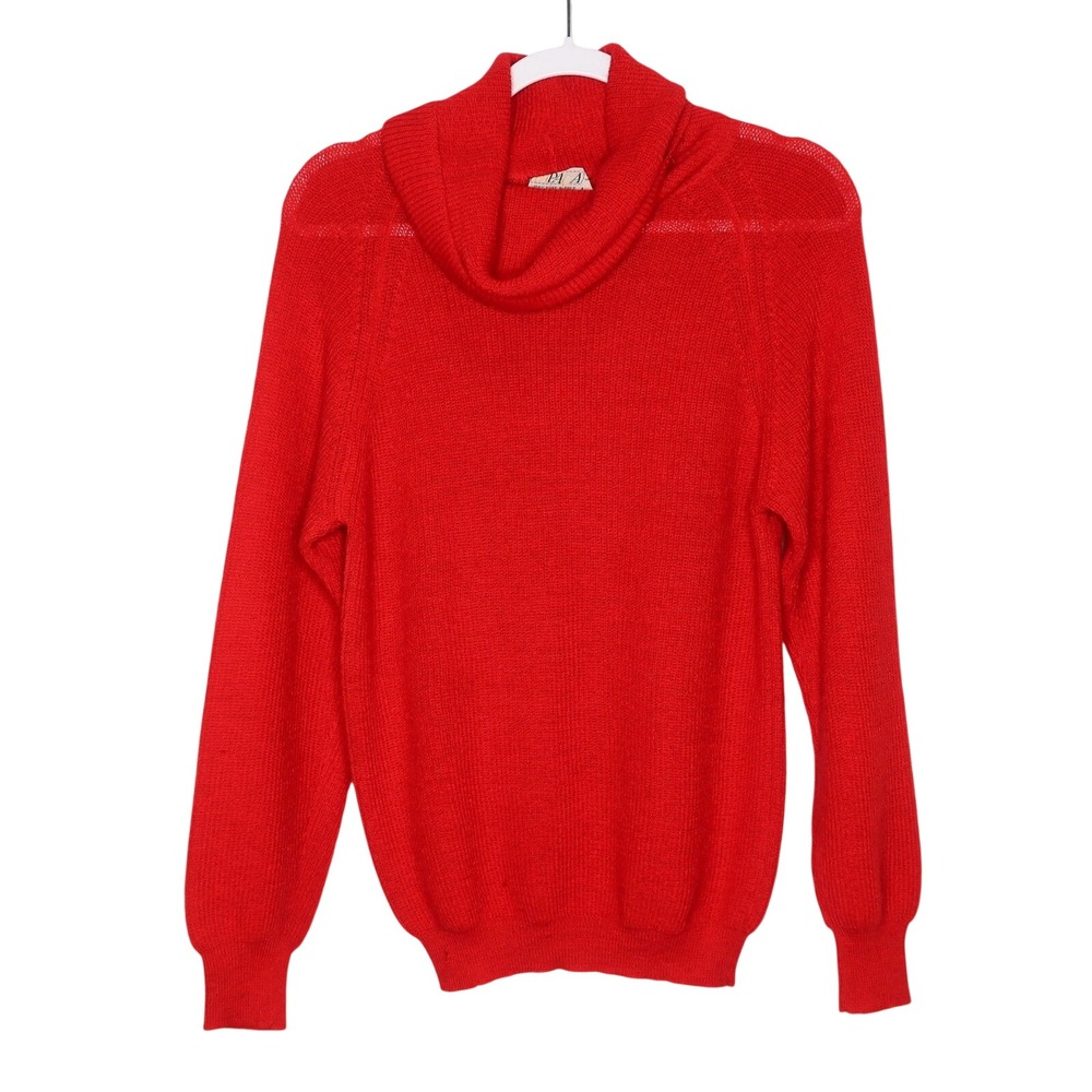 Papaca‎ VTG Womens Alpaca Turtleneck Sweater Size Small Red Office Romantic